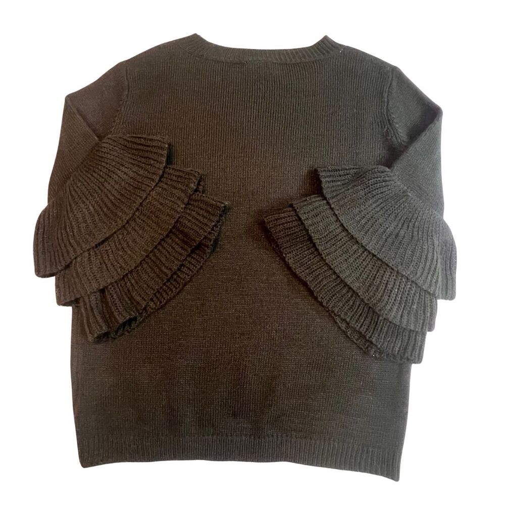 IJOAH Sweater Womens Small Black Boho Knit Hippie Tiered Layered Bell Sleeves